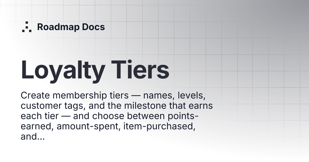 Loyalty Tiers | Roadmap Docs